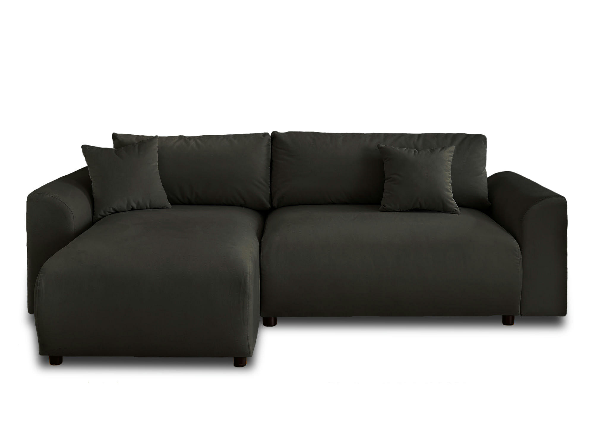CAMELIA - Canapé d'angle réversible convertible 4 places en velours gris foncé