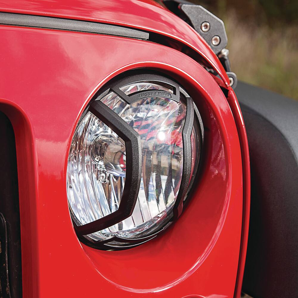 Rugged Ridge Jeep Elite Euro Headlight Guard Kit, Textured Black, 2-pc