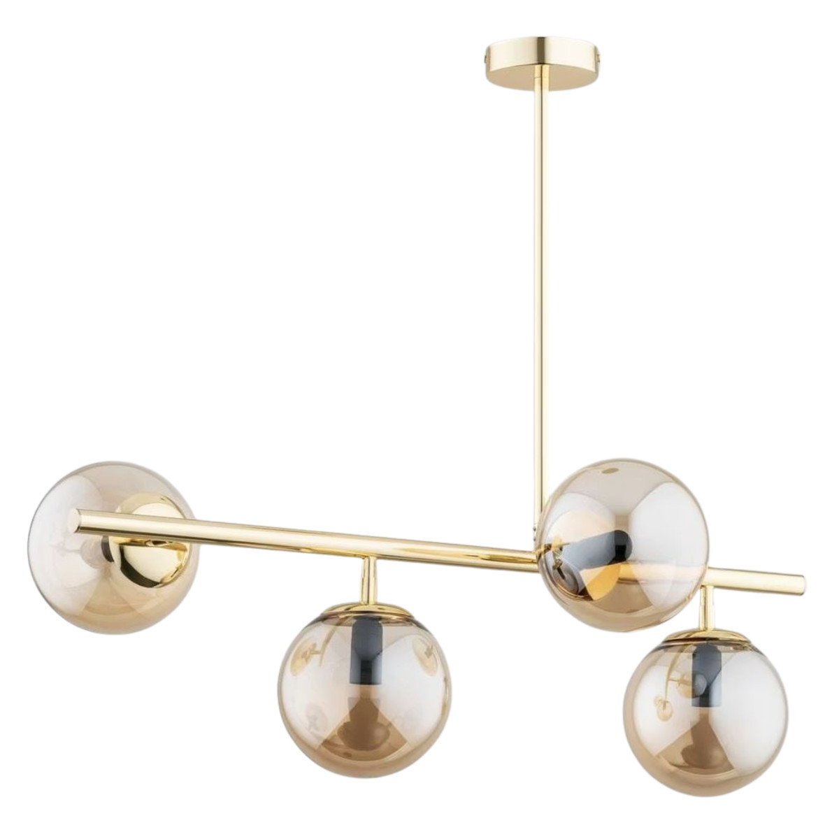 Lampa wisząca złoto-bursztynowy LUNGO 4xE14x40W wym: 65x75,5x38,5 cm Alfa