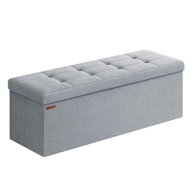 - Banc de rangement mdf velours 38 x 110 x 38 cm gris tourterelle