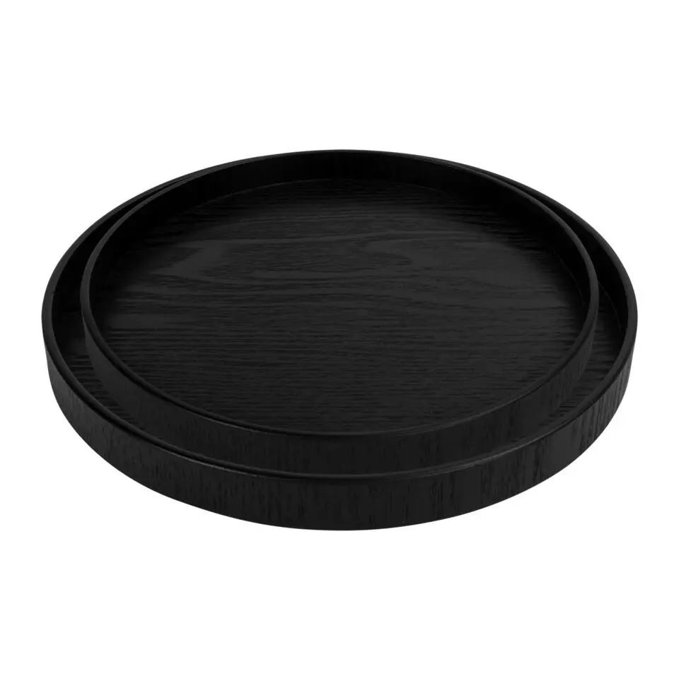 QUVIO Houten dienblad rond - set van 2 (24 cm en 27 cm)