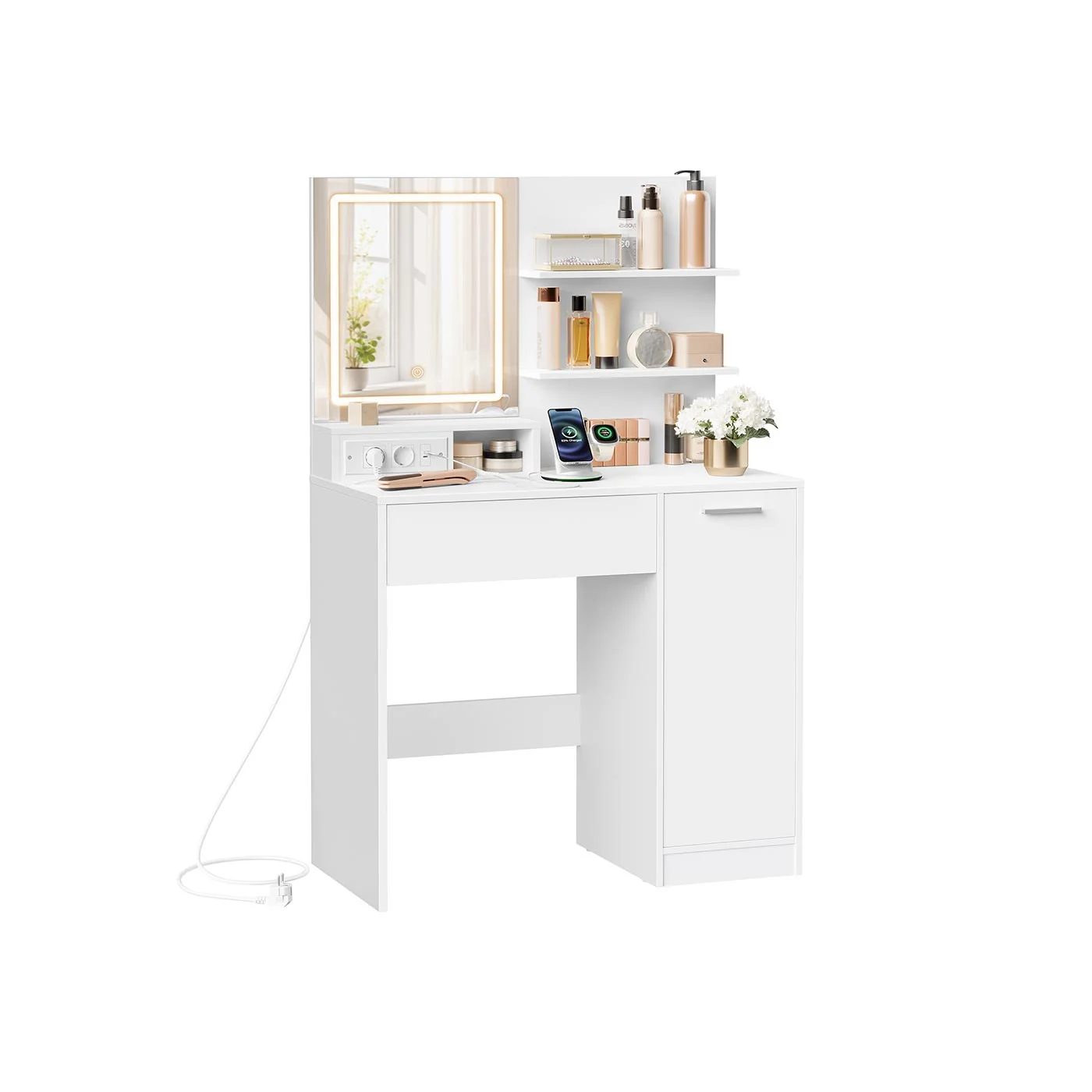 Table de maquillage avec miroir et rangement