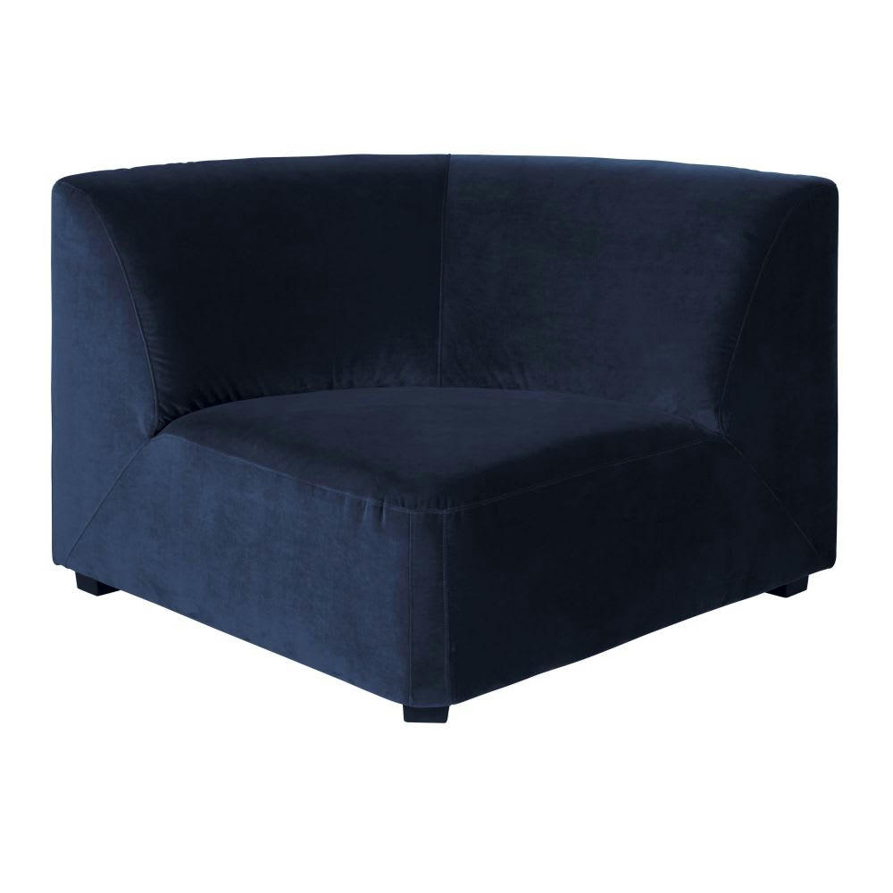 Virgile - Angle pour canapé modulable en velours bleu nuit