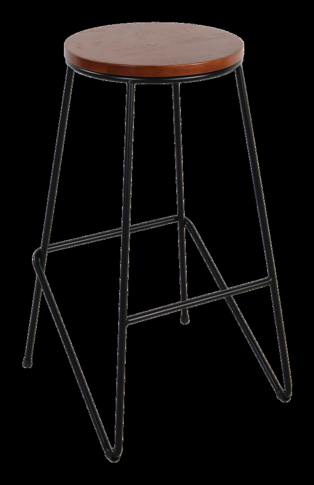 CANVAS Axel Round Metal & Solid Wood Top Counter Stool Armless Backless, Black/Brown