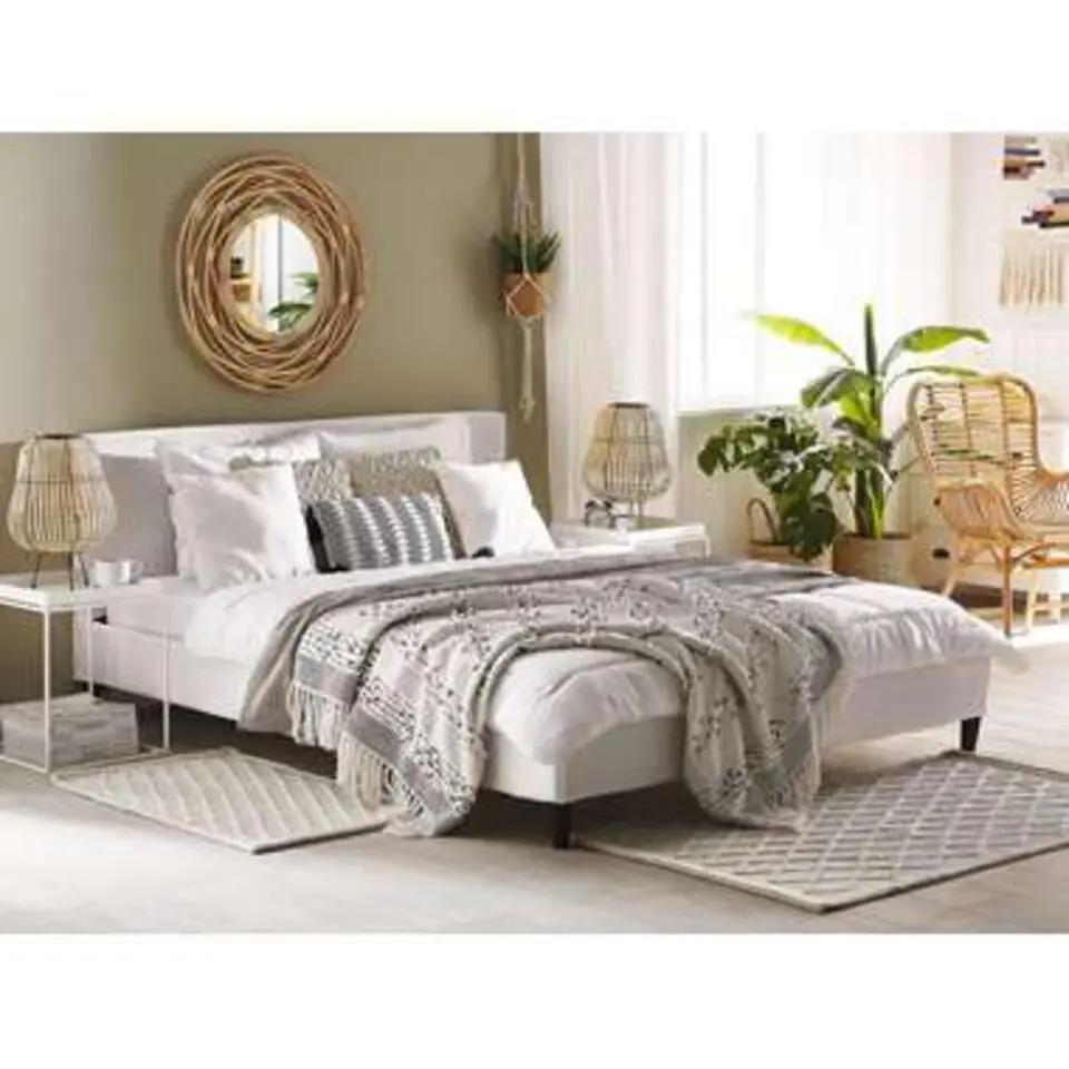 FITOU - Tweepersoonsbed - Wit - 160 x 200 cm - Fluweel