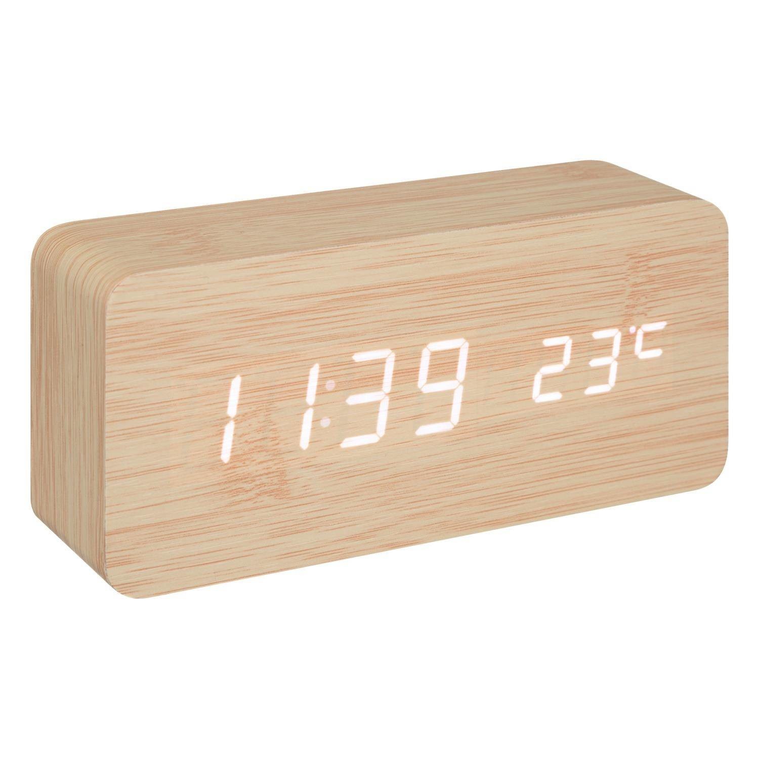 Budzik bez tykania Gamiel, termometr, alarm, 15 x 4 x 7 cm