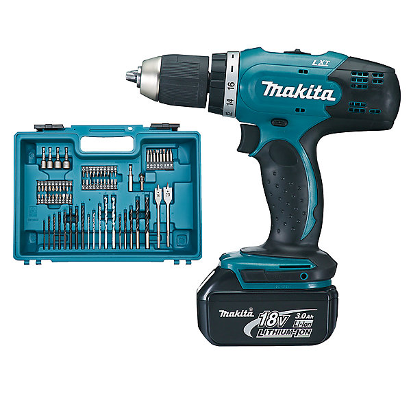 Makita DDF453RFX1 Perceuse-visseuse 18V 42 Nm avec 2x3Ah et coffret 71 accessoires