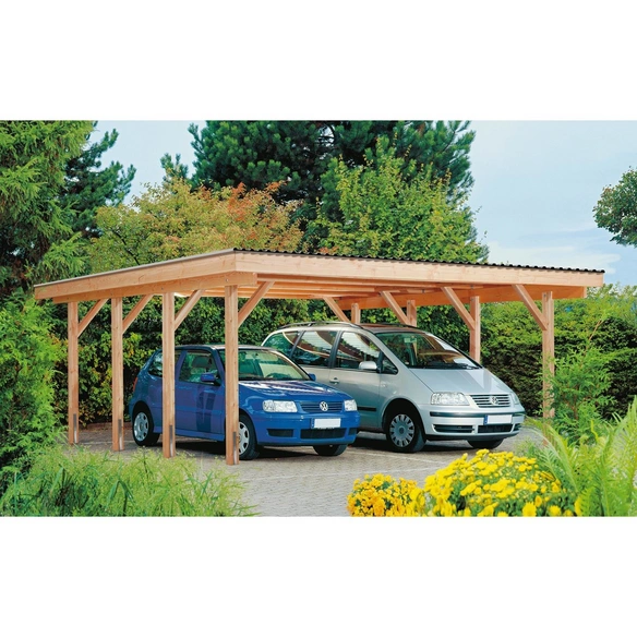 Doppelcarport »Stuttgart 3«, Außenmaß BxT: 602 x 508 cm, braun, Holzart: Douglasie