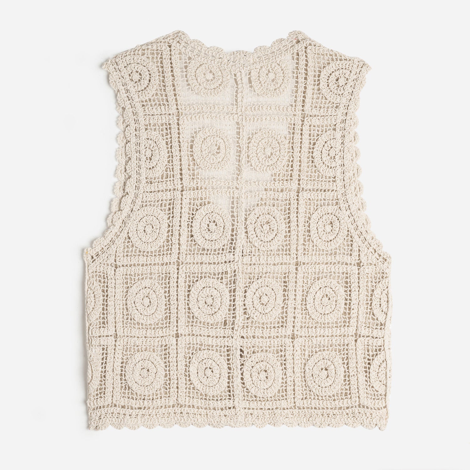Cardigan sans manches TEXTO beige crochet