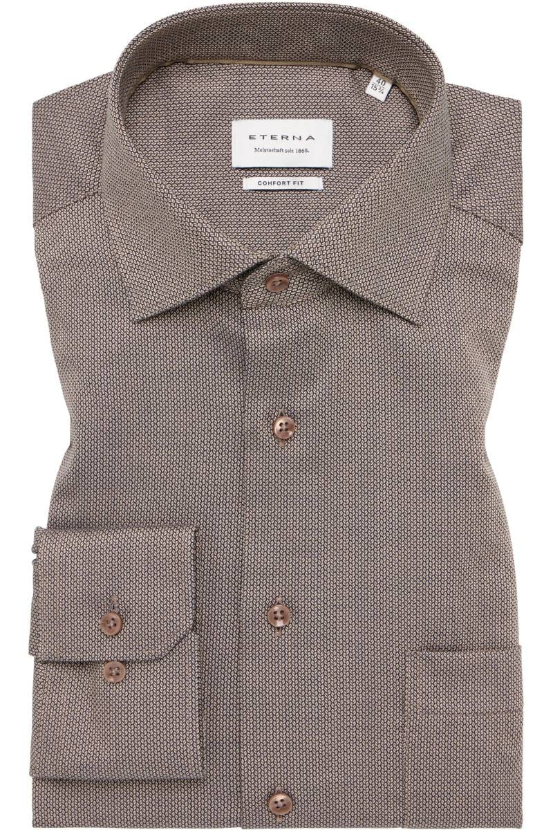 ETERNA Comfort Fit Hemd beige/braun, Strukturiert