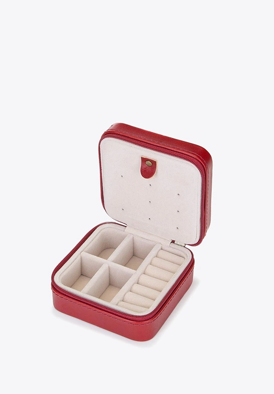Etui na biżuterię skórzane czerwone