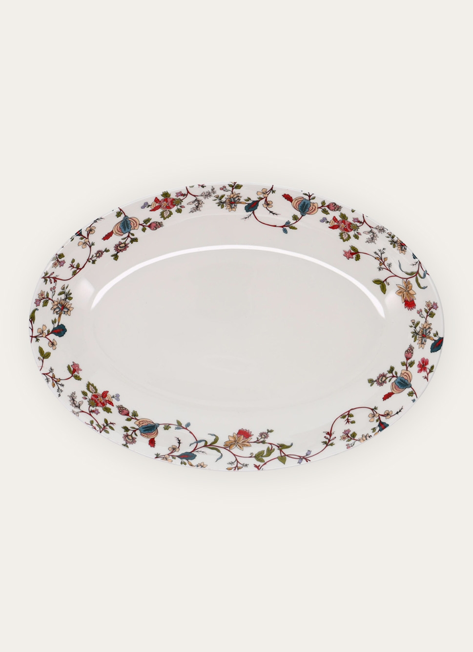 PLAT OVALE EN PORCELAINE JISPAHAN BLANC