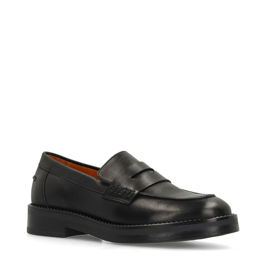 Manfield Klassieke zwarte leren loafers