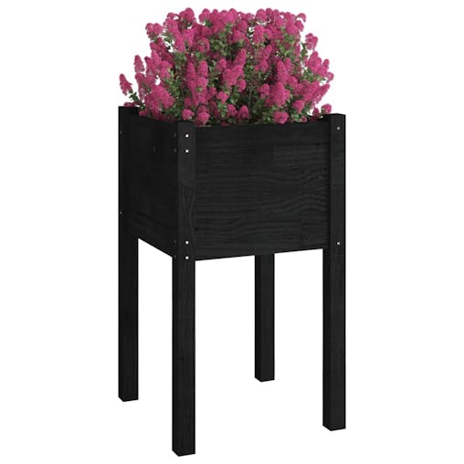 NNEVL Garden Planter Black 40x40x70 cm Solid Pinewood