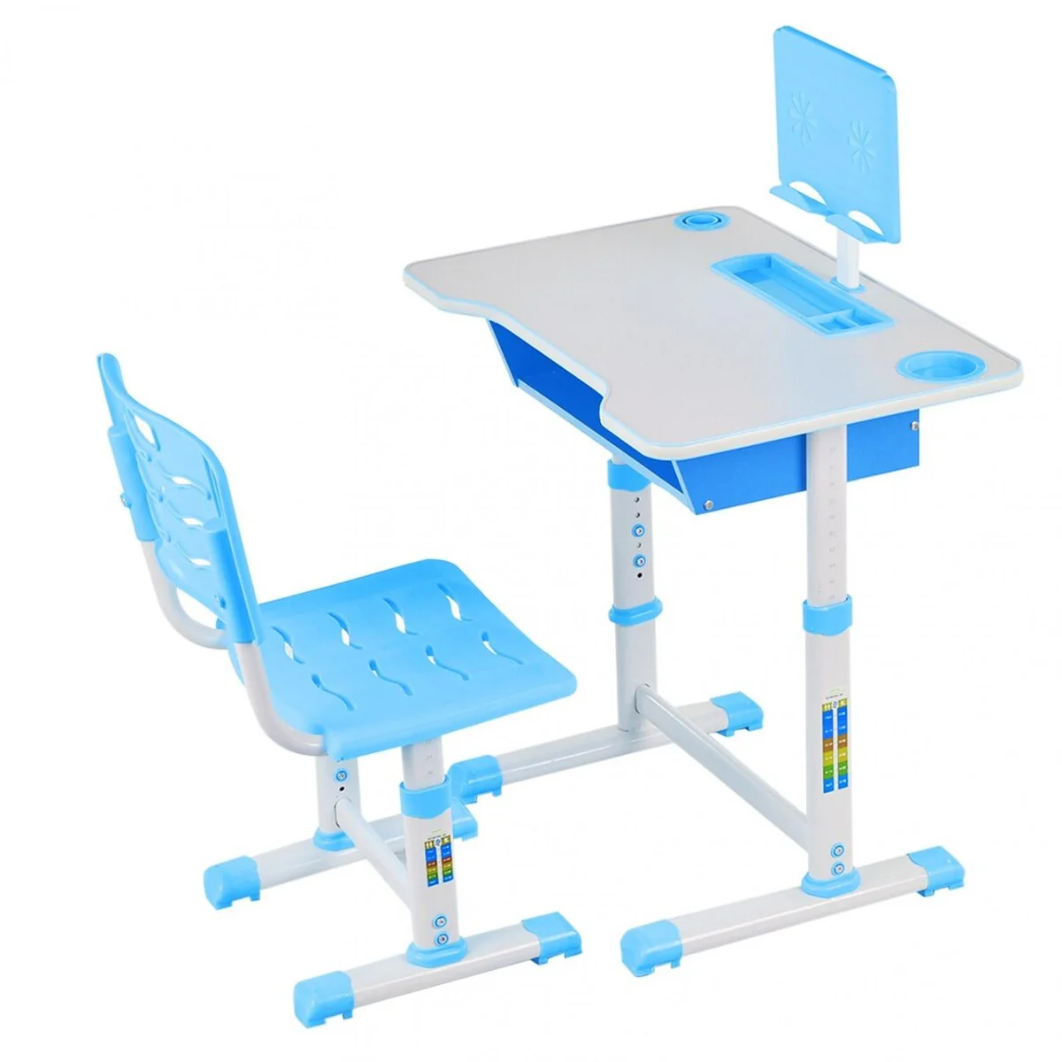 Height Adjustable Children Study Desk Table and Chair Drawing Set Bookstand - 20x28x26in
