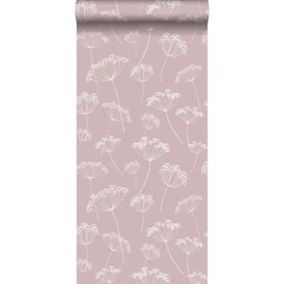 ESTAhome behang - schermbloemen - oudroze en wit - 0.53 x 10.05 m