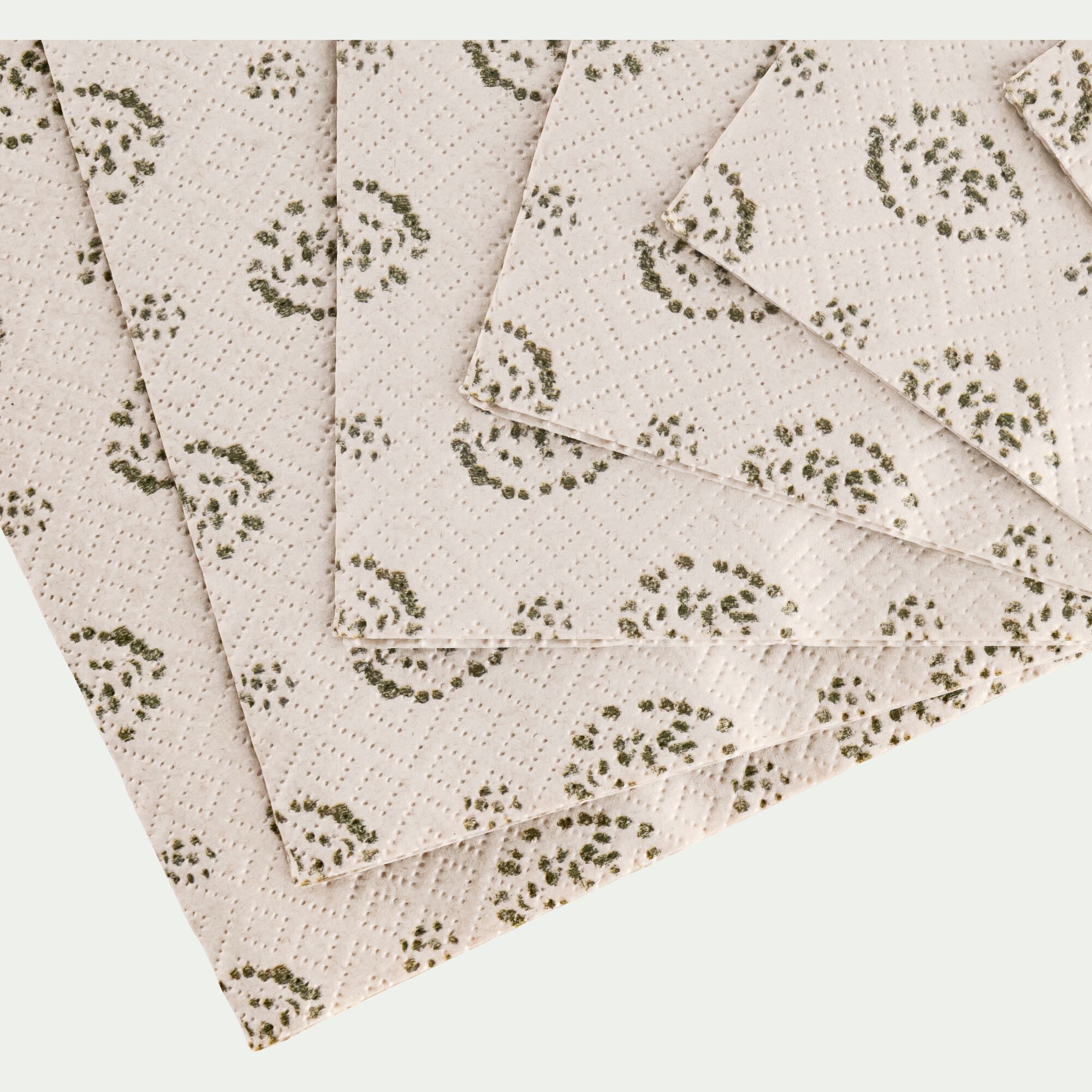 AMANDE - Lot de 20 serviettes en papier motif amande 33x33cm - beige alpilles