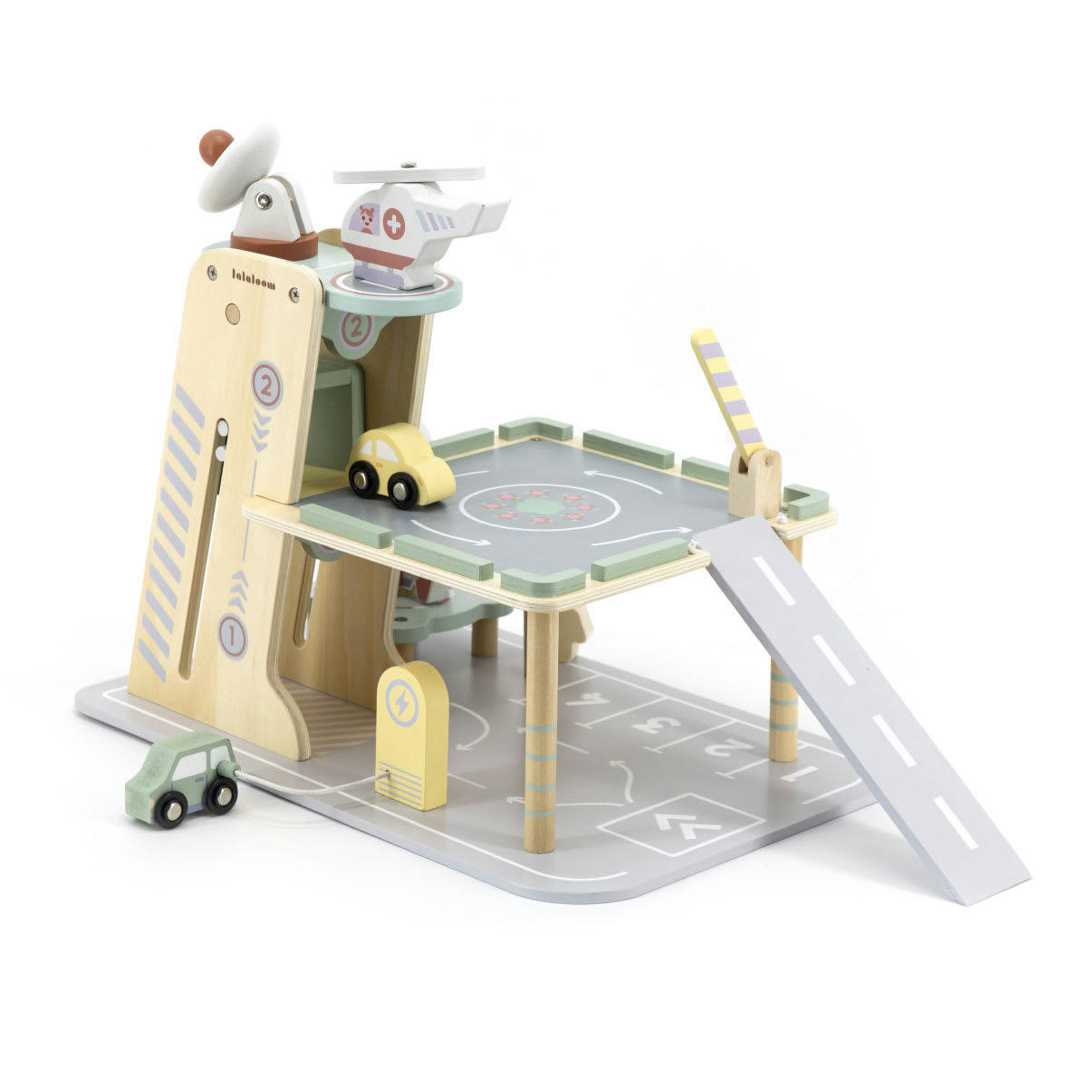 - Parking de jouets en bois pour enfants