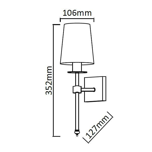 Applique murale chrome abat-jour tissu E14 élégante classique