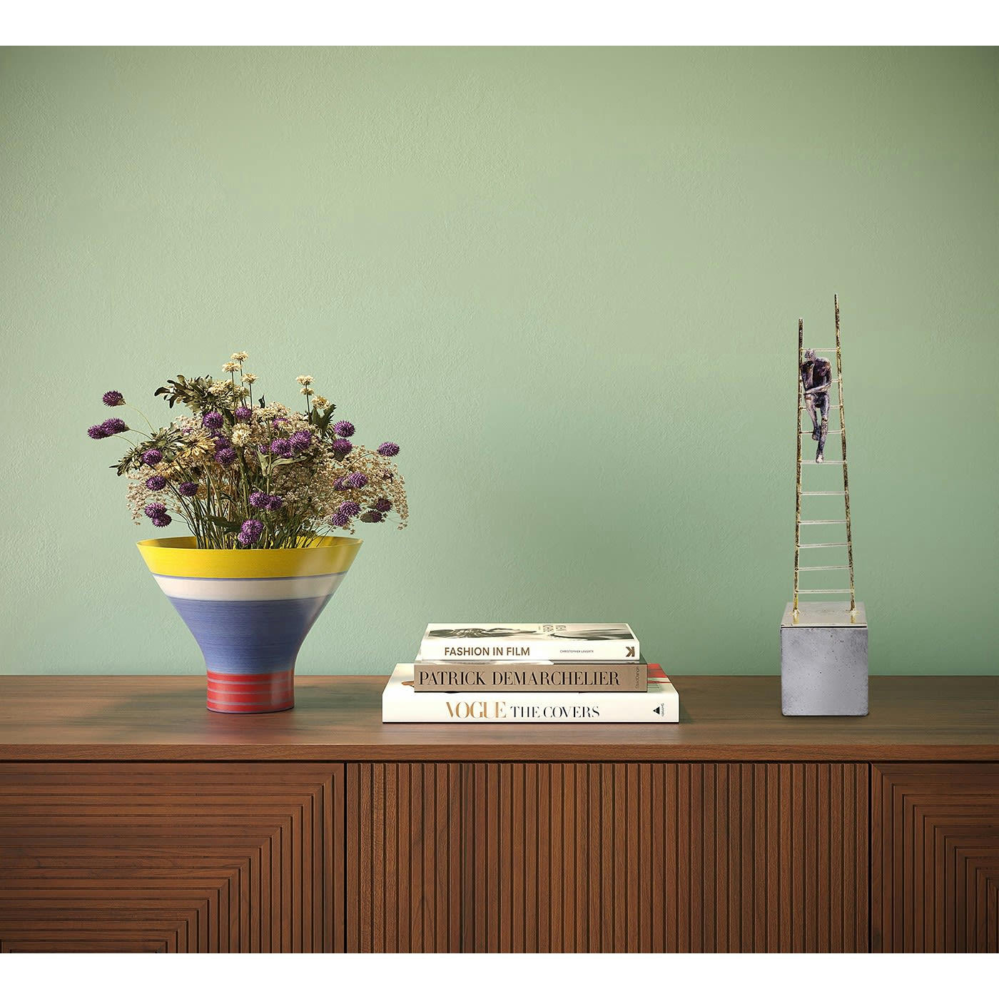 ELEMENTS - Statuette penseur sur échelle en polyrésine