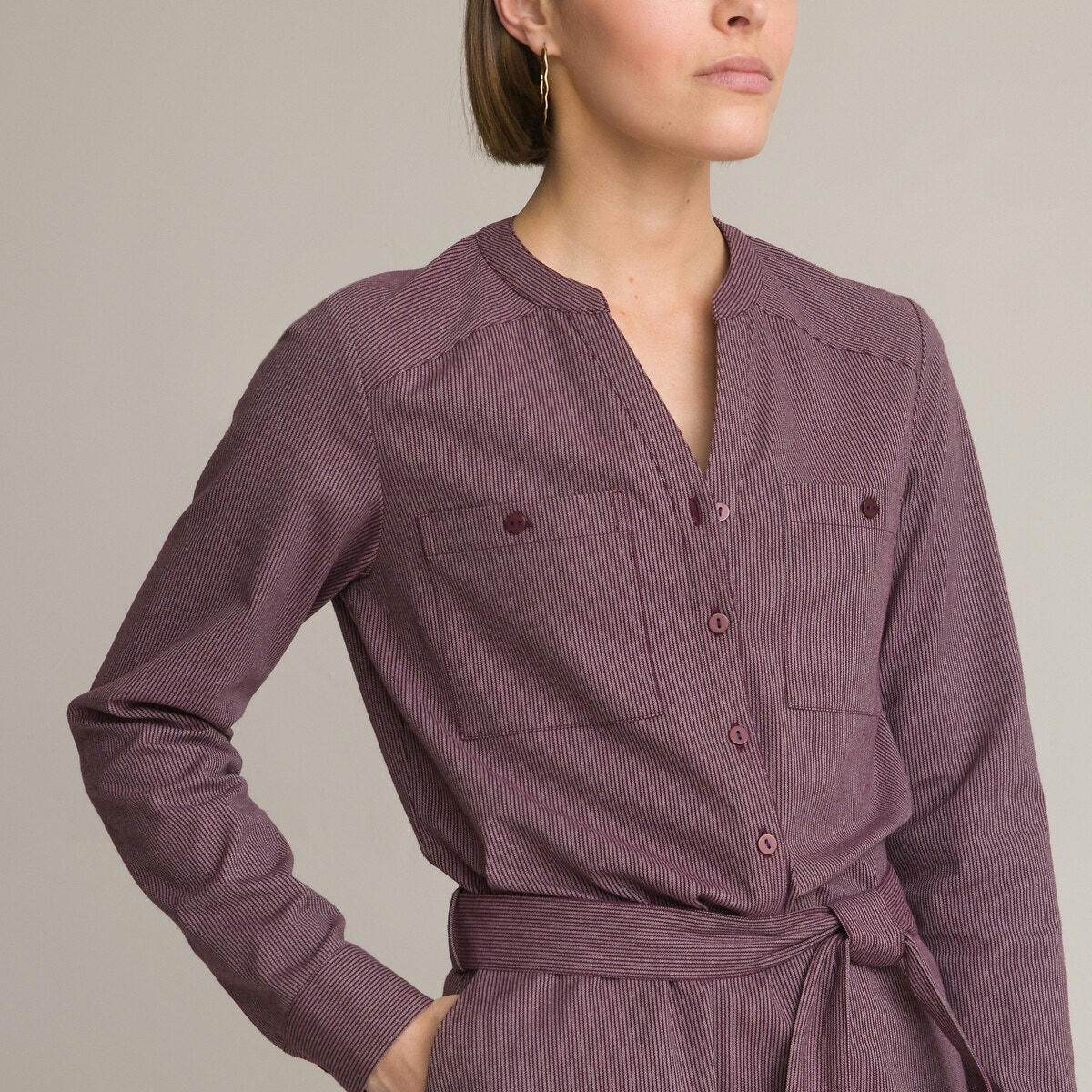 Robe droite flanelle, longue, manches longues