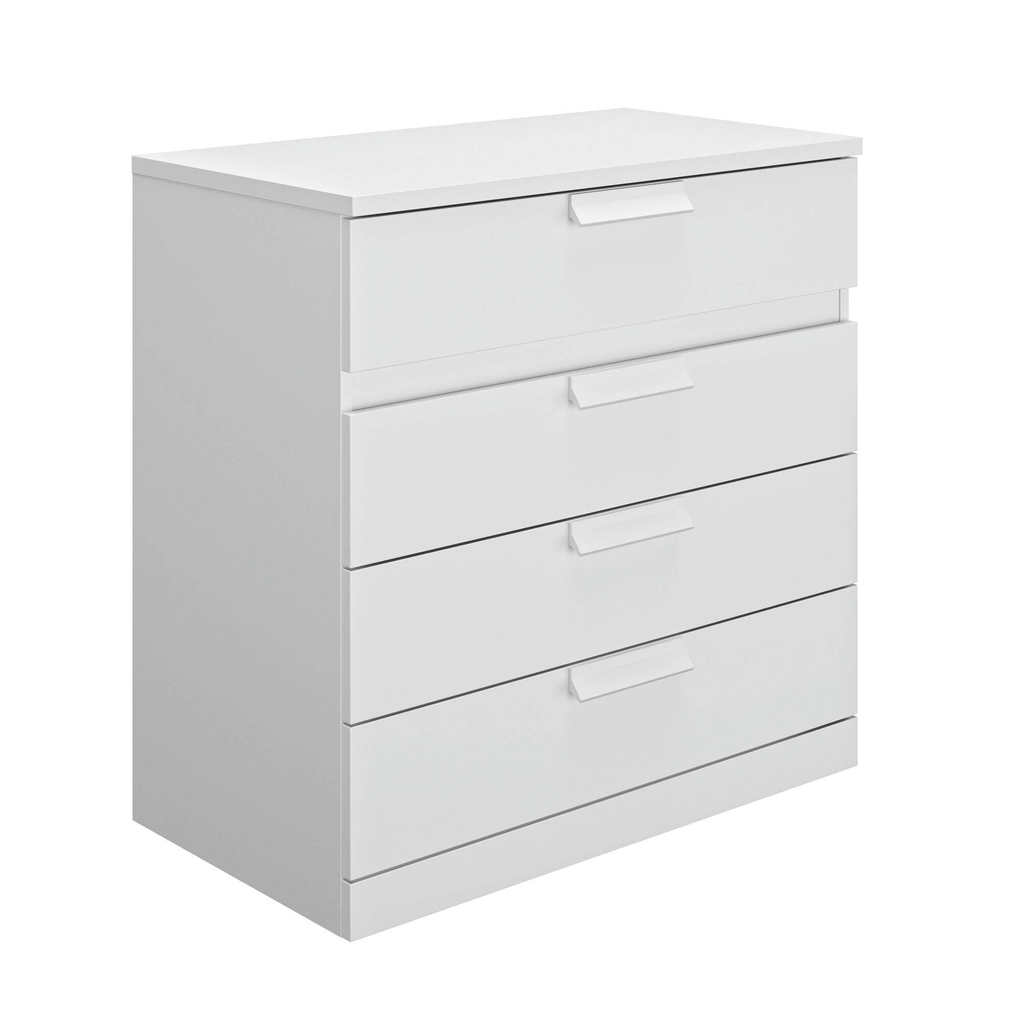GAIA - Commode 4 tiroirs effet bois blanc