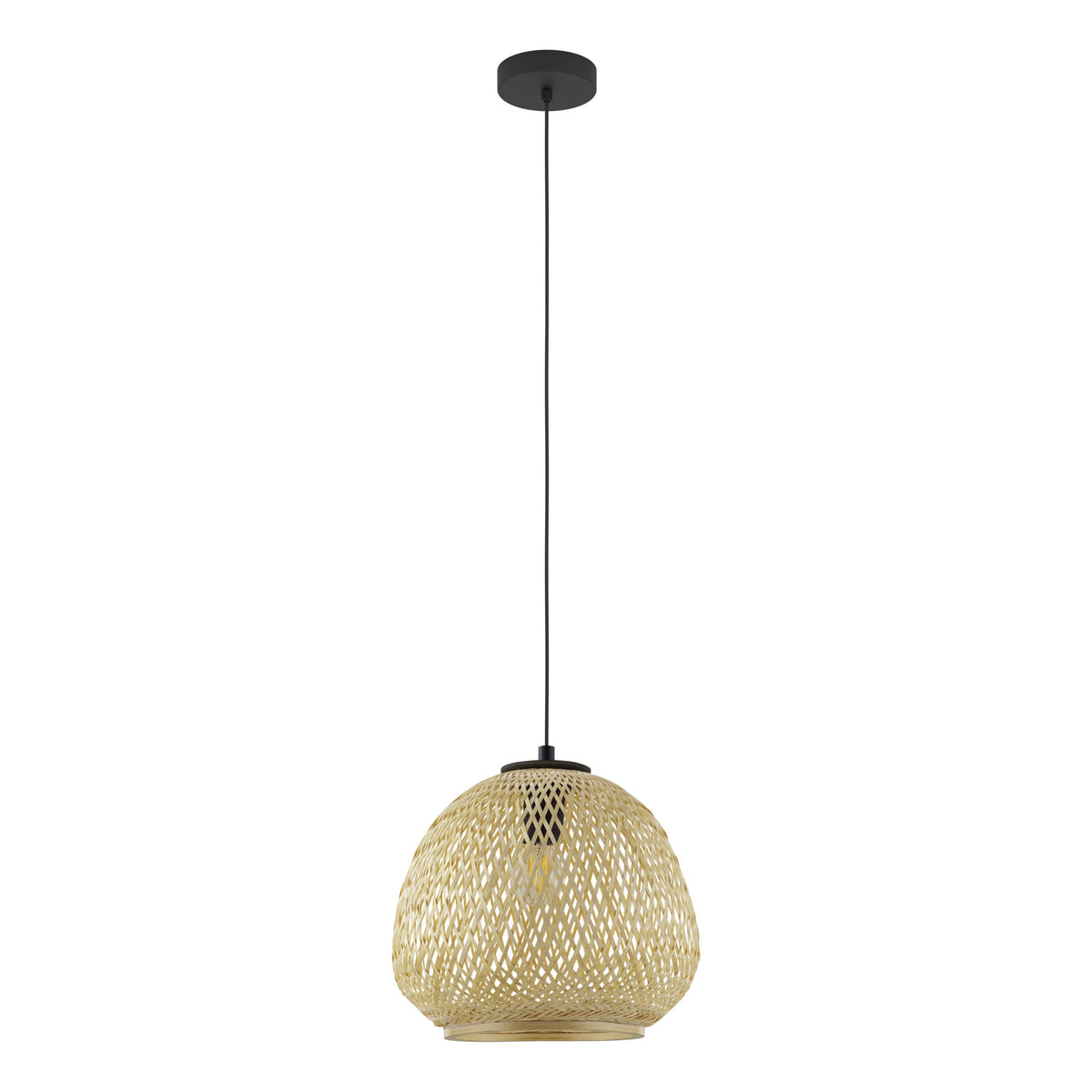 EGLO hanglamp Dembleby - e27 - ø 32 cm - zwart/hout