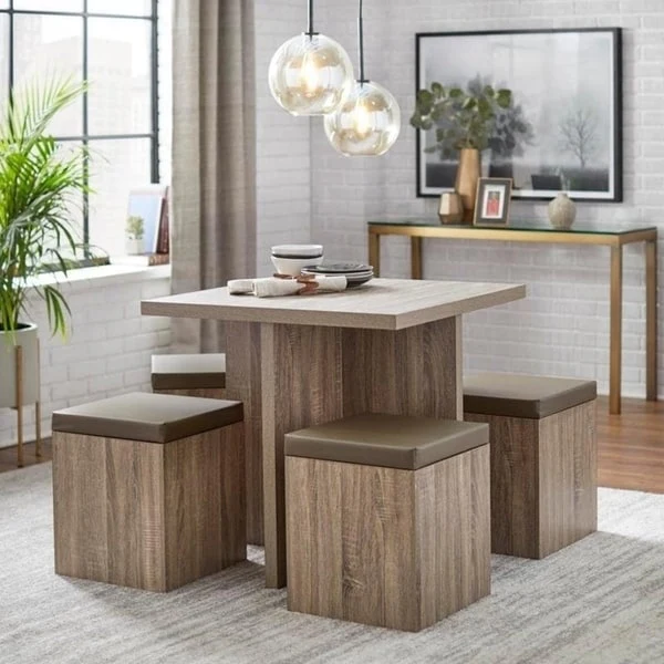 Simple Living Baxter 5-piece Table with Storage Ottoman Dining Set