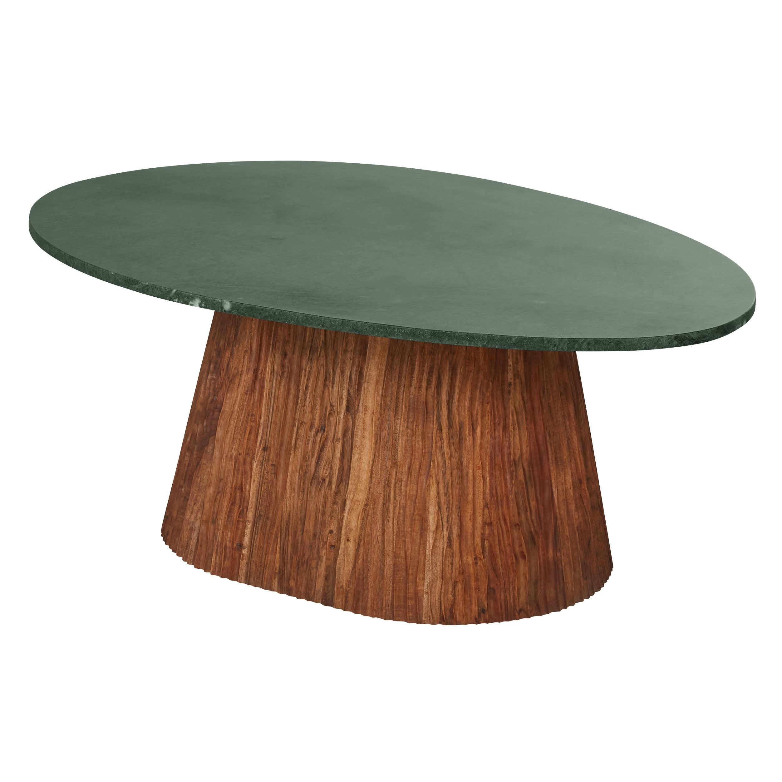 Alya - Table basse en marbre vert et bois d'acacia massif L103