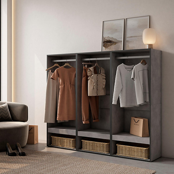 Armoire Vestiaire ouvert 180x35x145cm couleur gris ciment