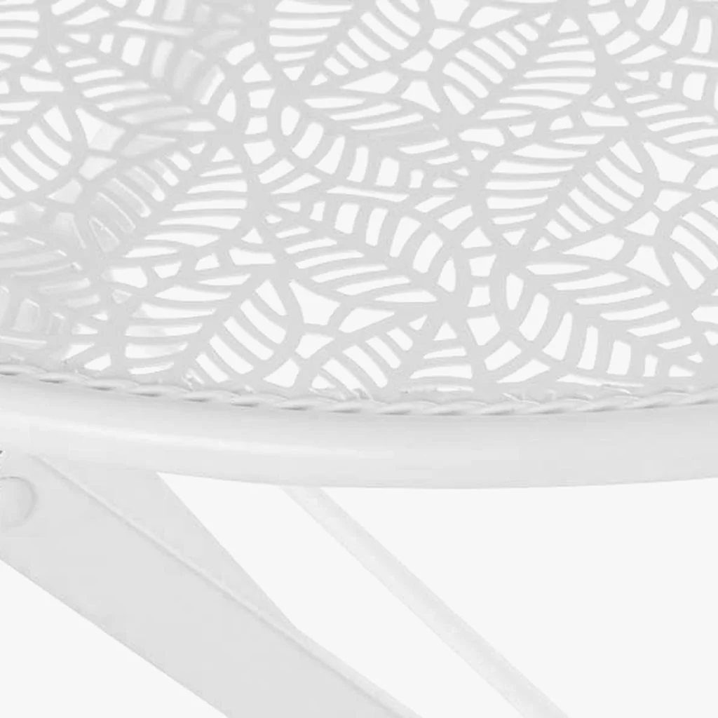 Conjunto de mesa e duas cadeiras em metal com folhas branco REVIVAL