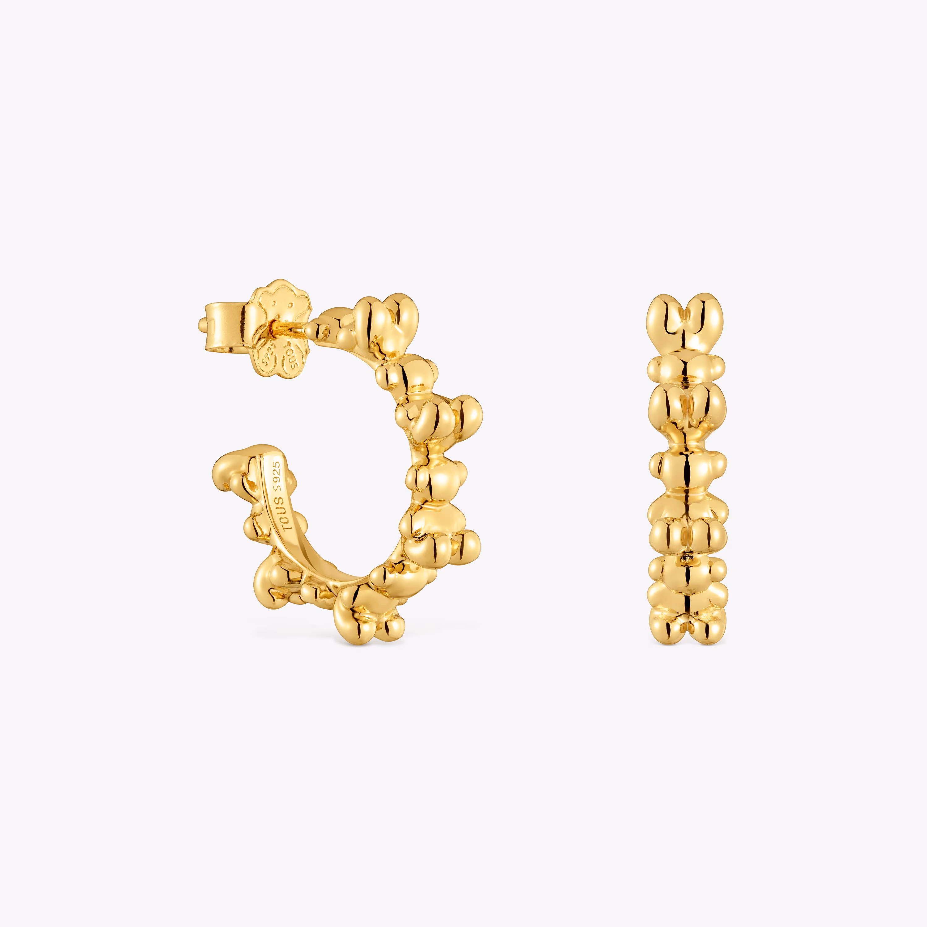Pendientes de aro con baño de oro 18 kt sobre plata 12 mm Bold Bear