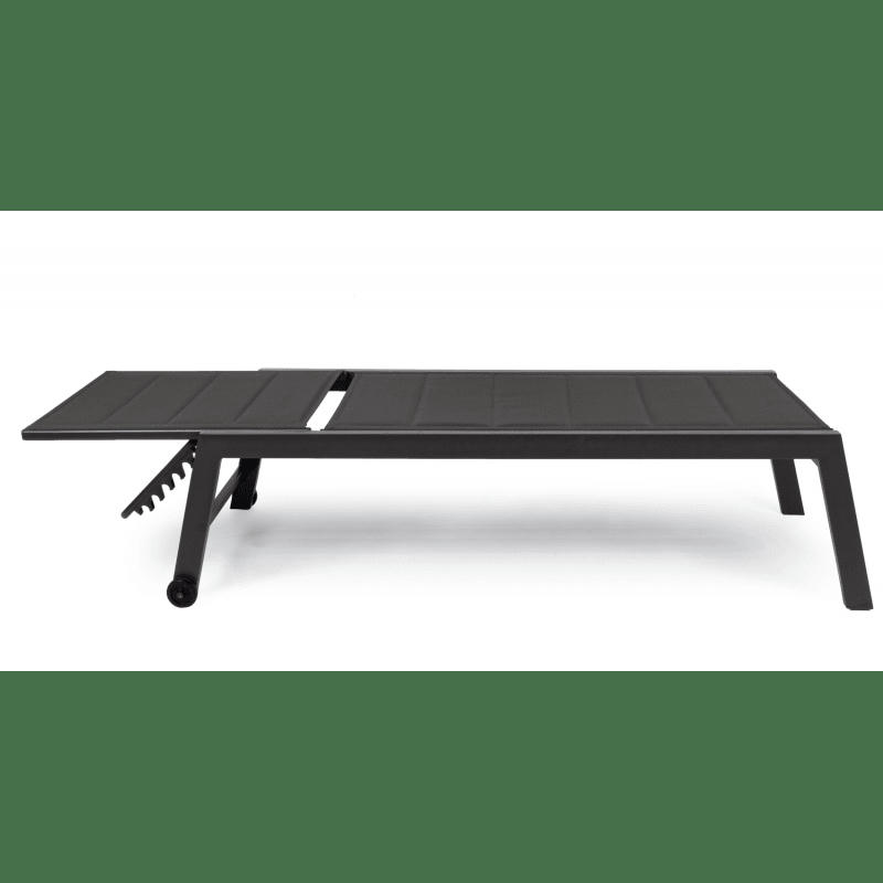 HILDE - Chaise longue haute aluminium et textilène gris anthracite