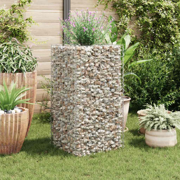Donica gabionowa Srebrny 50 x 50 x 100 cm Stal vidaXL