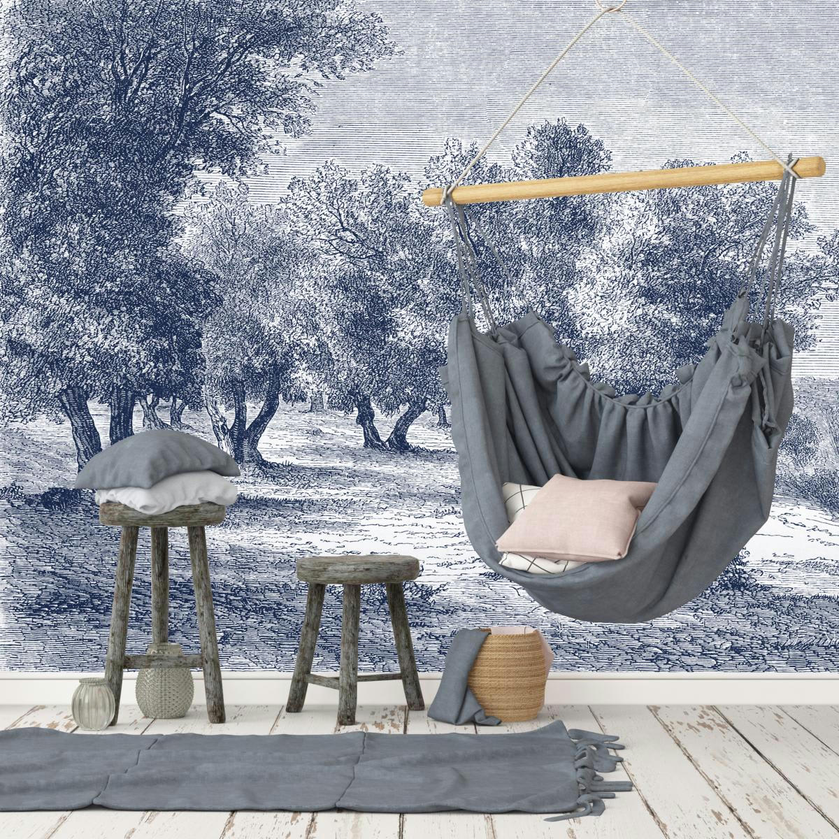 - Papier peint panoramique Gravure les oliviers 390x270cm