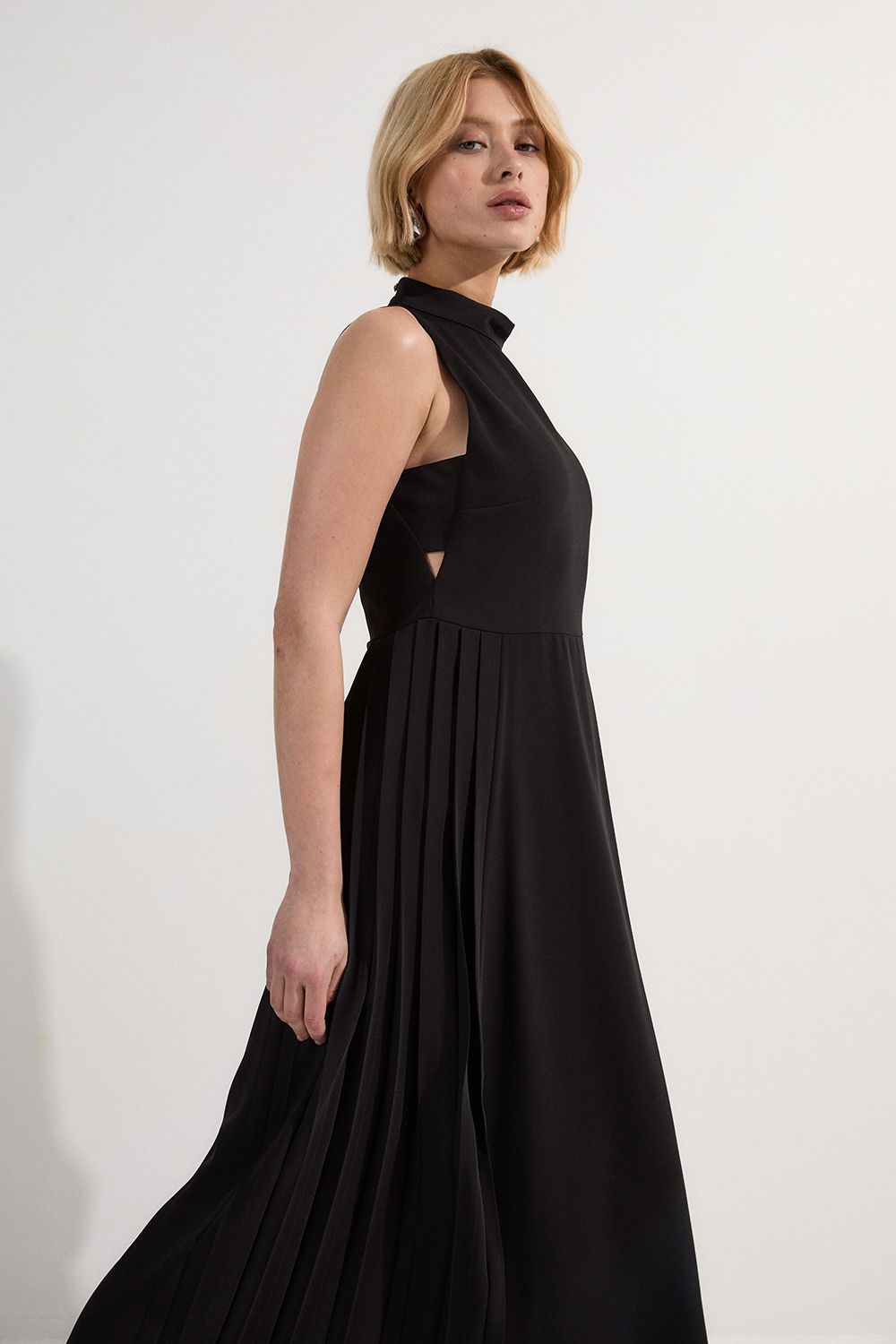 KarenMillen Petite Soft Tailored Pleated Panel Midaxi Dress