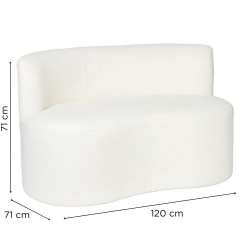 Teddy loveseat fauteuil - wit - 71x120x71 cm