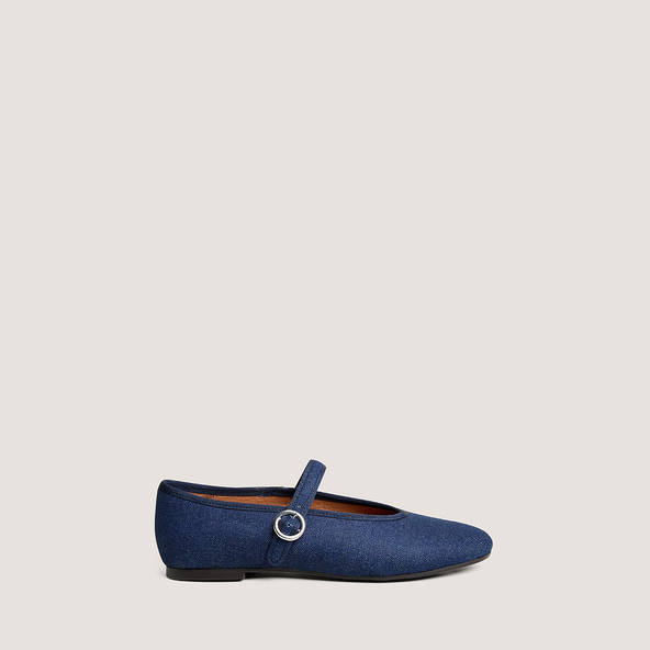 Ballerines à brides et boucles ajustablesen jeans bleu foncé | DEESSE