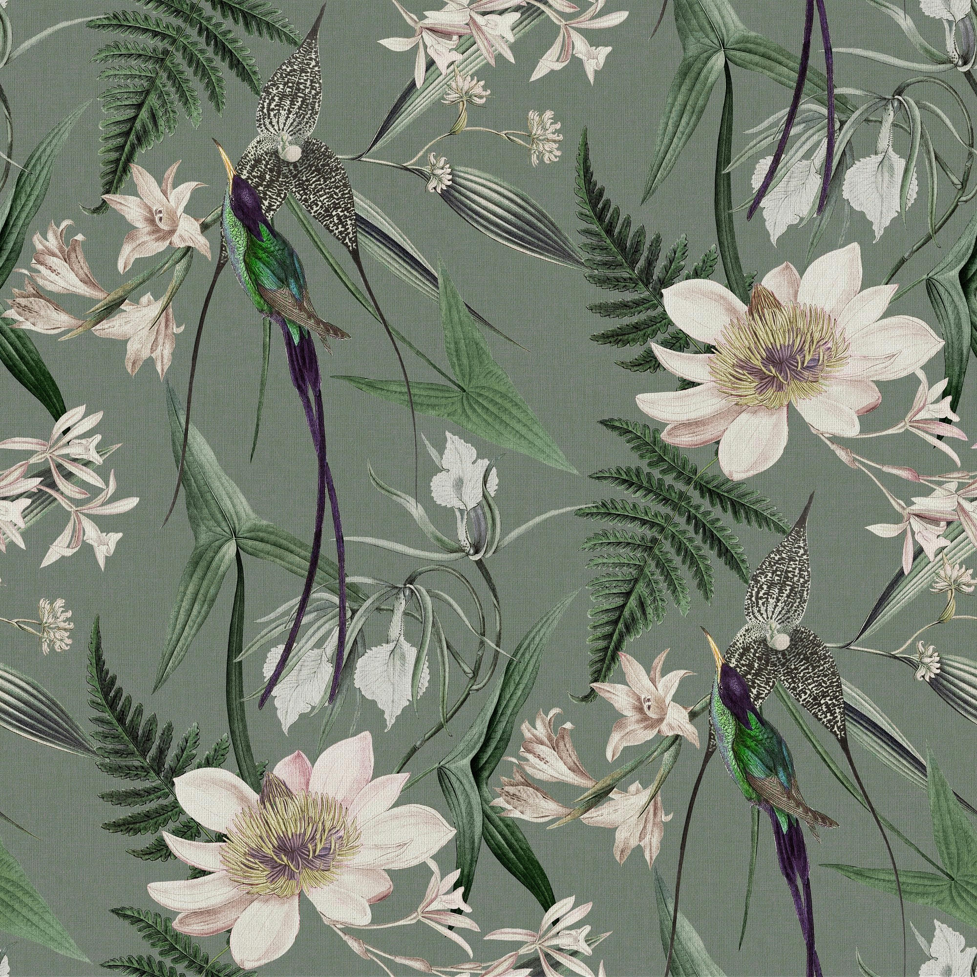 - papier peint jardins de paradis gris 1005x52cm