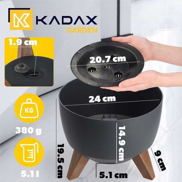 Kadax Doniczka Donica 24cm Wkład Osłonka Antracyt