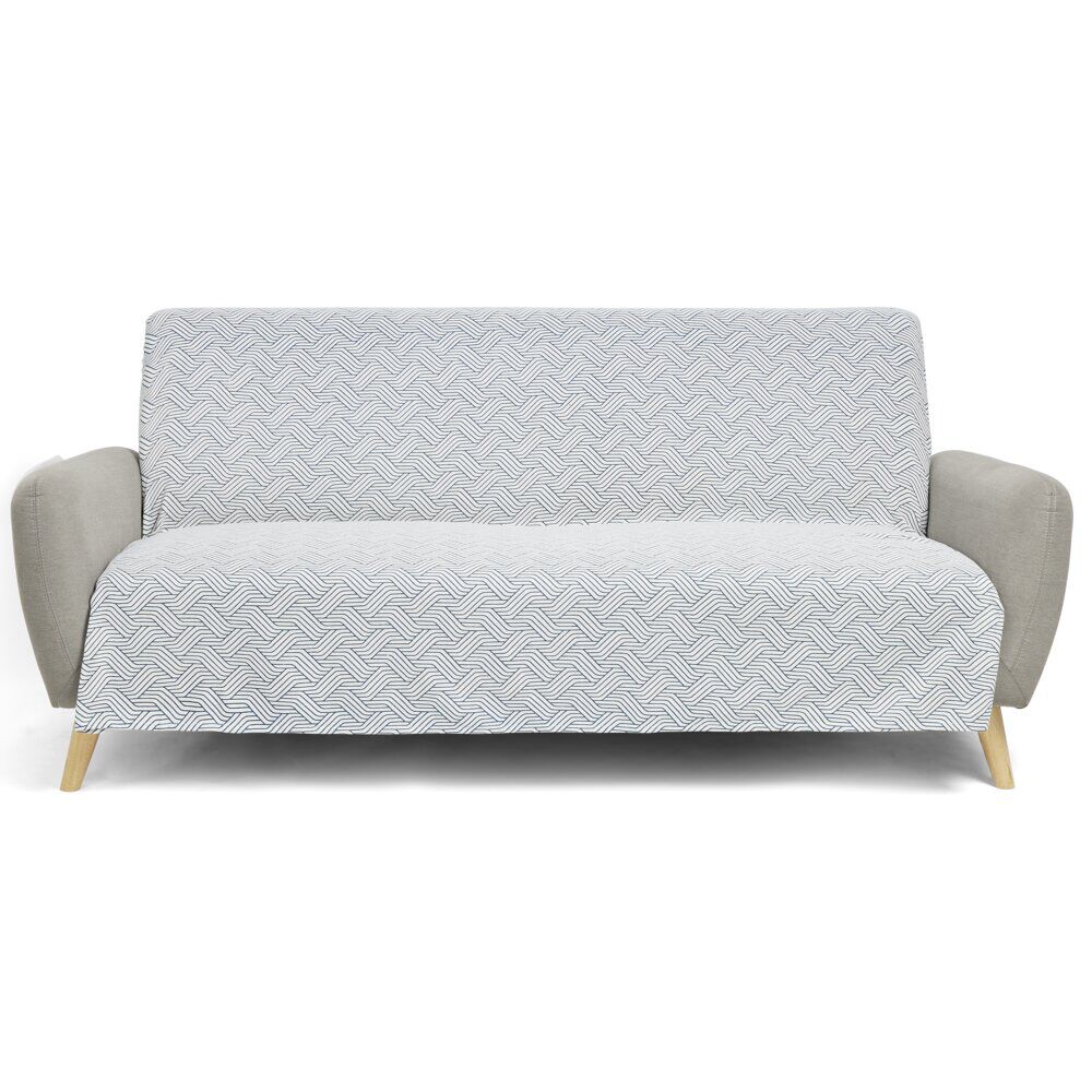 Jeté de canapé 170x250cm coton motif bayadère blanc et bleu