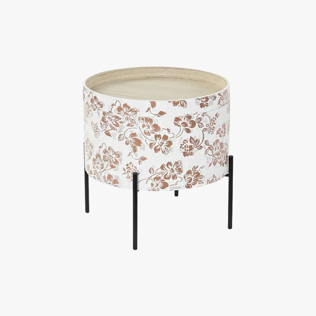 Mesa de Apoio Padrao Floral 38x38x39 JASMIN