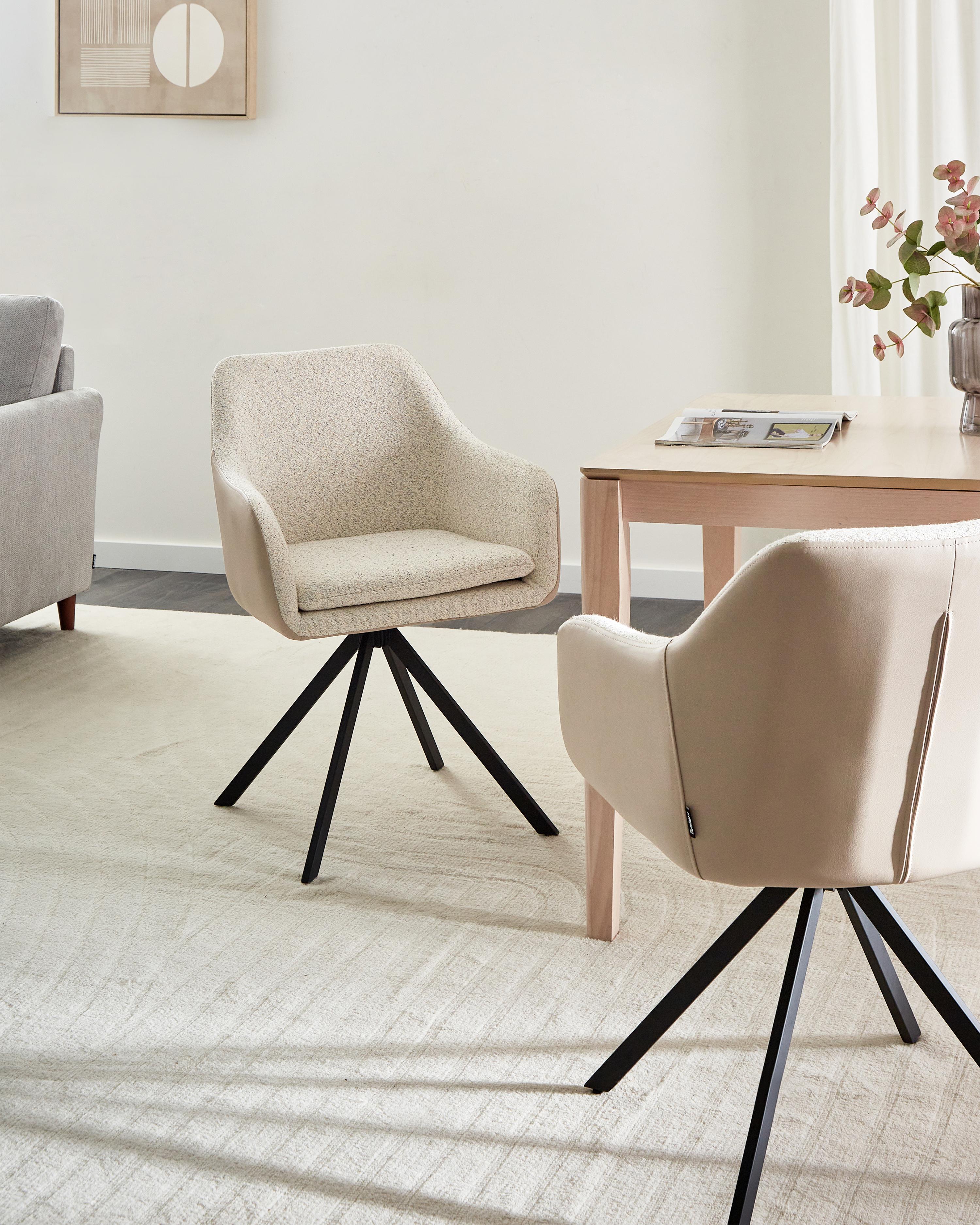 Set of 2 Dining Chairs LITHIA Boucle Light Beige