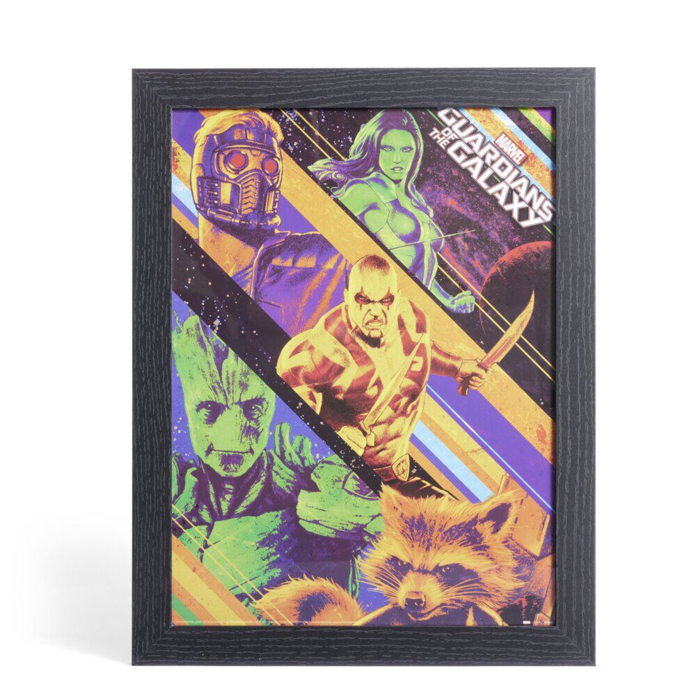 Affiche Gardiens de la Galaxie dans cadre bois noir 33,5x44,5xH1,5cm