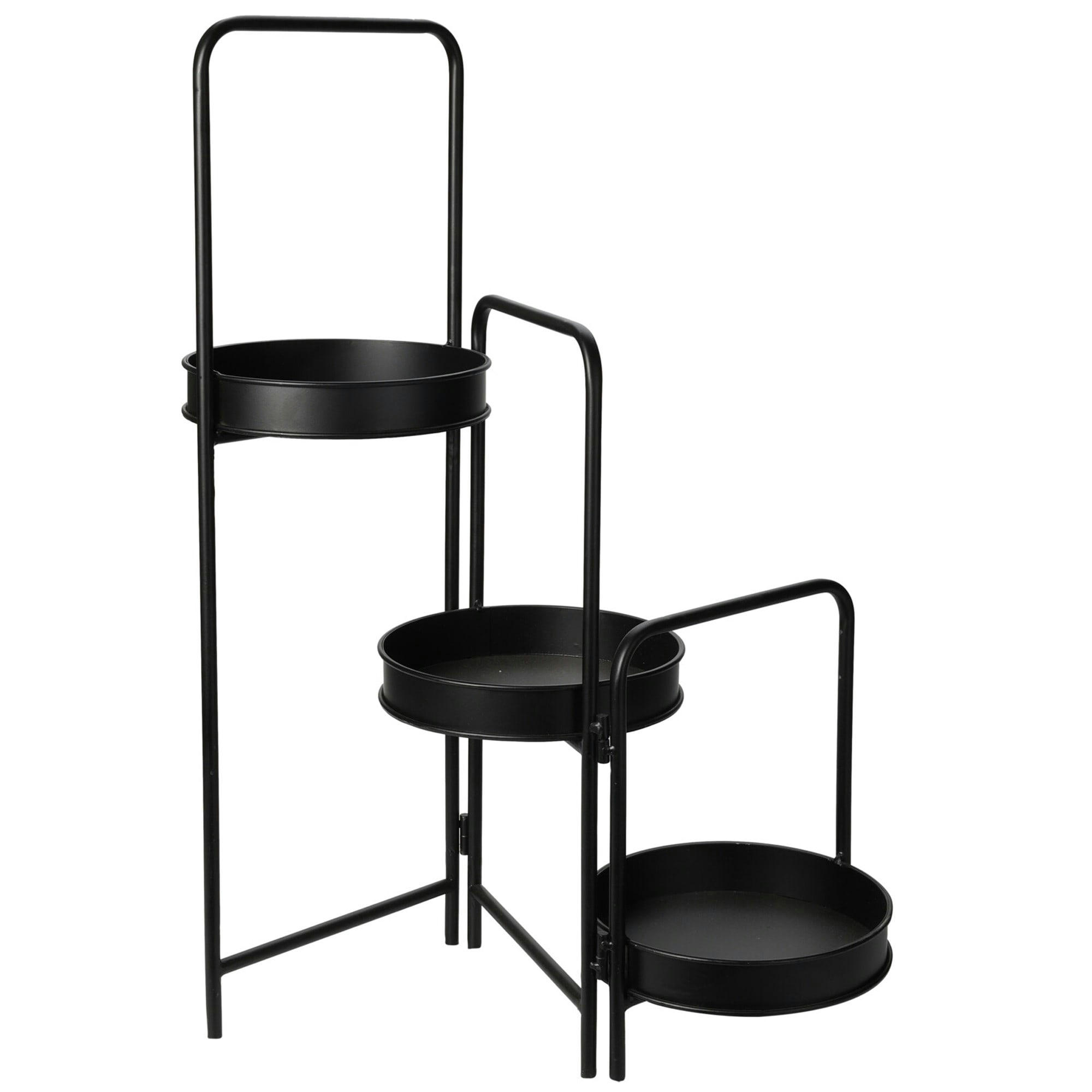 - Support pot plante triple articulé métal noir