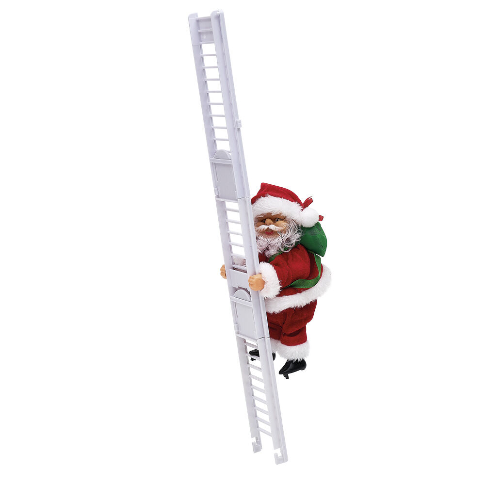 Père No&euml;l grimpeur musical et animé H55 cm