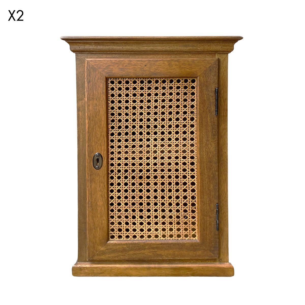 - Lot de 2 tables de chevet cannage