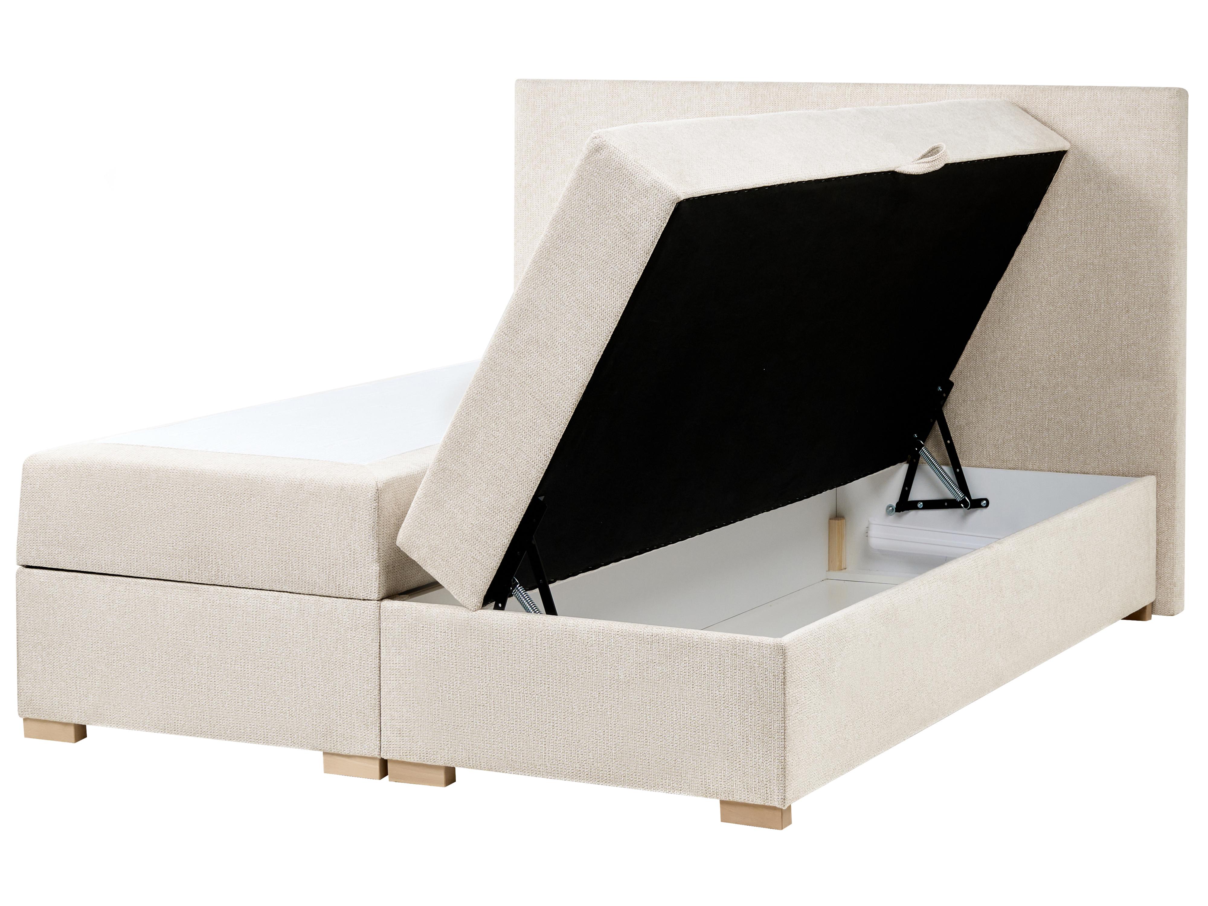 Divan Bed with Storage Fabric MAJOR 140 x 200 cm (EU Double) Light Beige