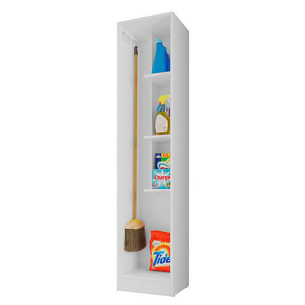 Armoire de Buanderie - LAVANDE - 1 Porte - Blanc - 5 Niches - Dimensions L 35 x H 170 cm