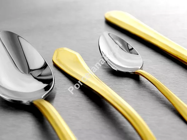 Komplet sztućców 24 cz. na 6 osób Hisar - Riva Gold Satin (4.0/3.0 mm) matowe złoto